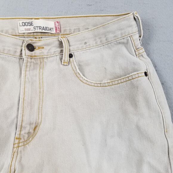 Levis Jeans Mens 34x32 Beige 569 Loose Straight Denim Relaxed Fit Zip Fly Stone - Picture 3 of 16